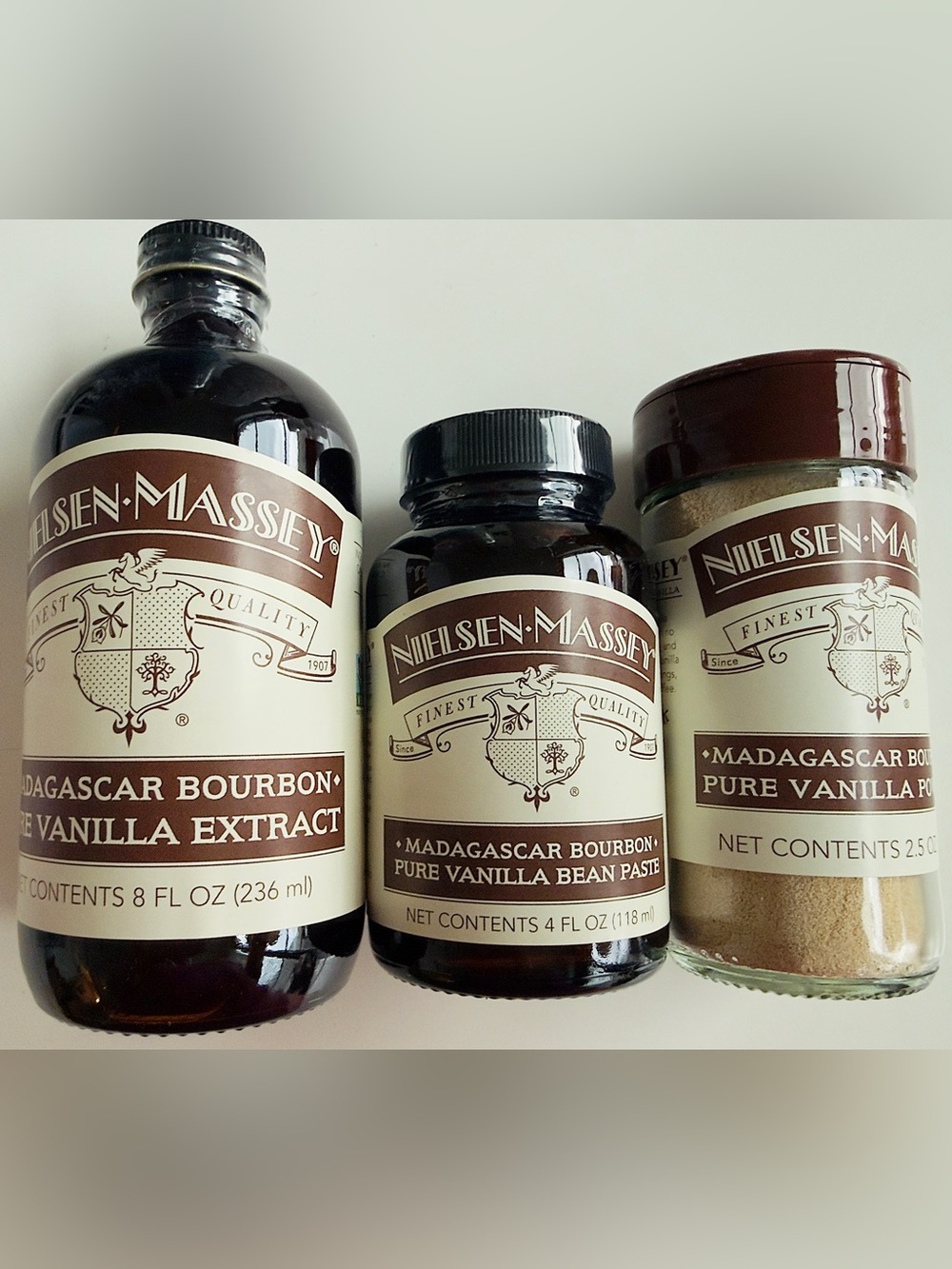 Nielsen-Massey Madagascar Vanilla Extract 3-Item Set, Sealed, New, Retail $114